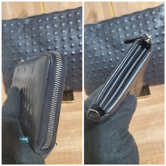 MCM Tantris Embossed Leather Large Pouch Black & Wallet - Picture 8 of 11